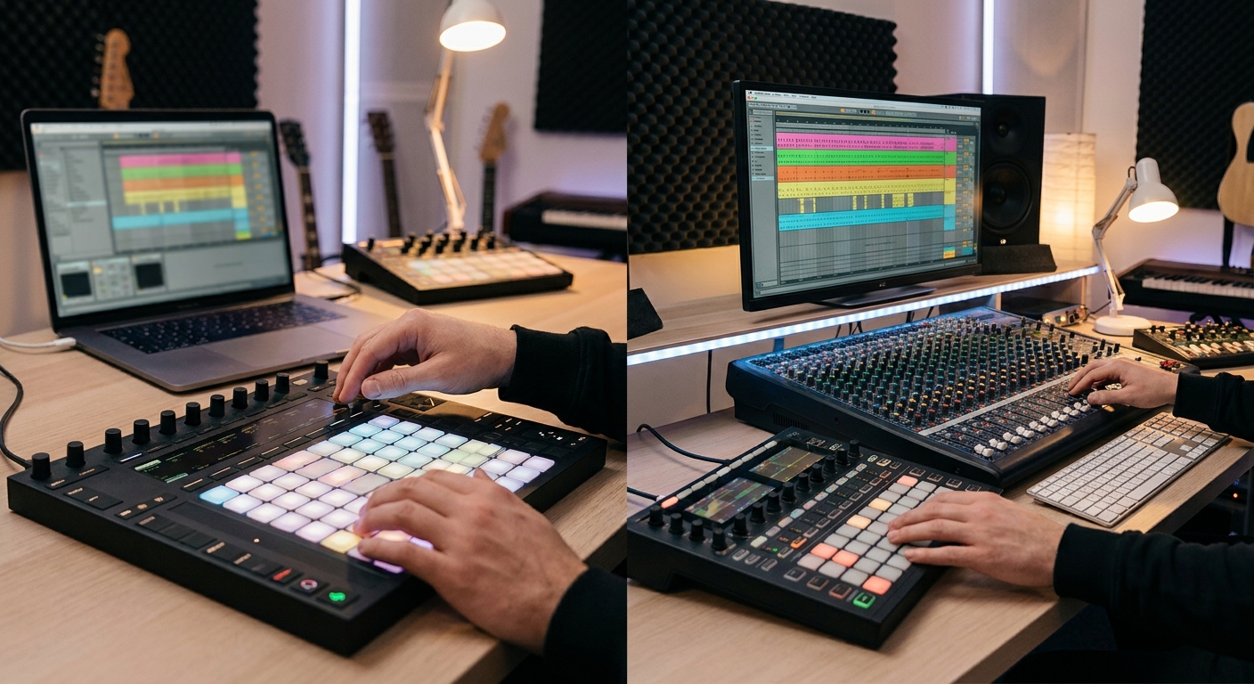 Ableton Live vs FL Studio en un estudio de producción musical